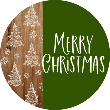 Wreath Sign Christmas Door Hanger Merry Green And White Decoe-2640 For Round 18 Wood